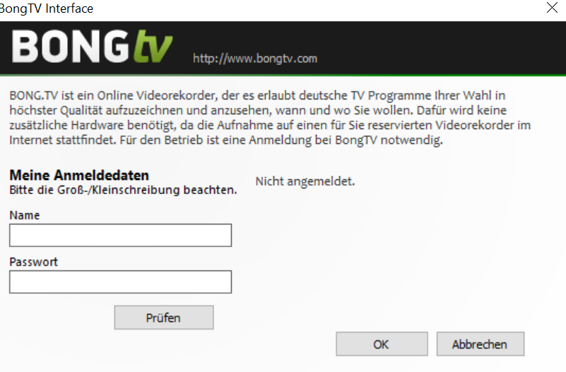 Bong TV Einstellung