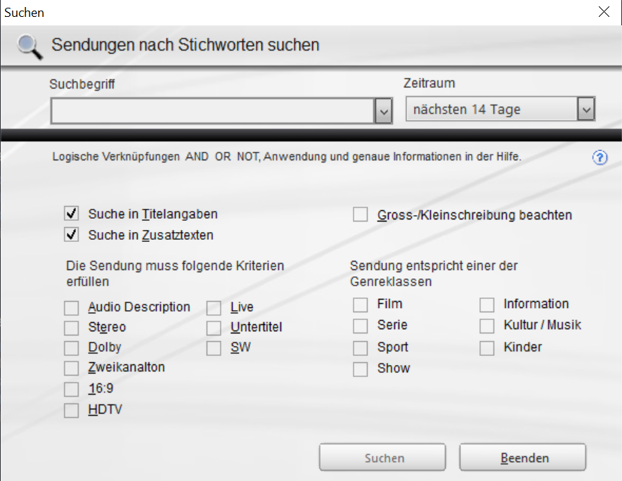 TV Programm Suche