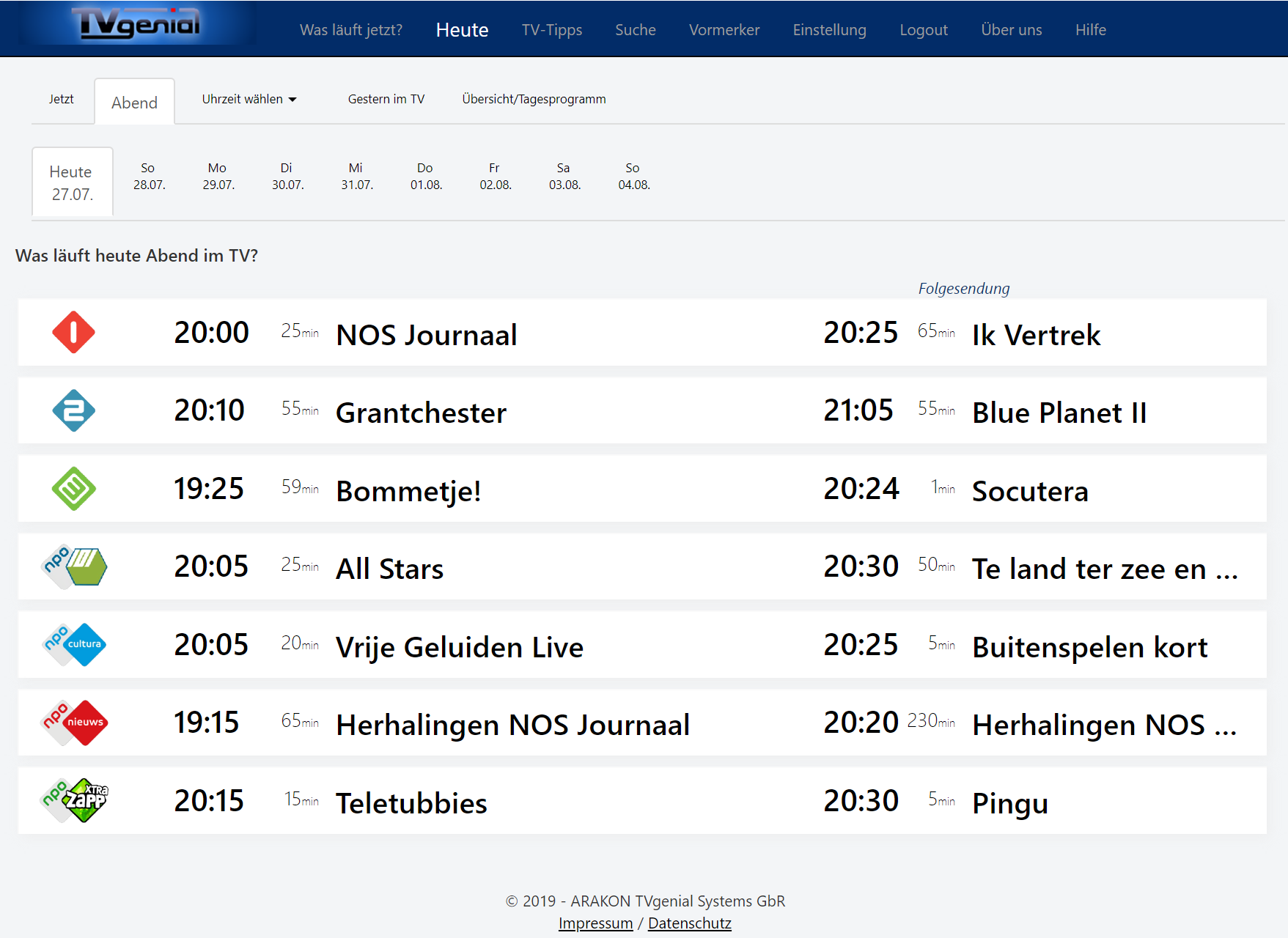 Niederlande TV Sender / tv-zender nederlands