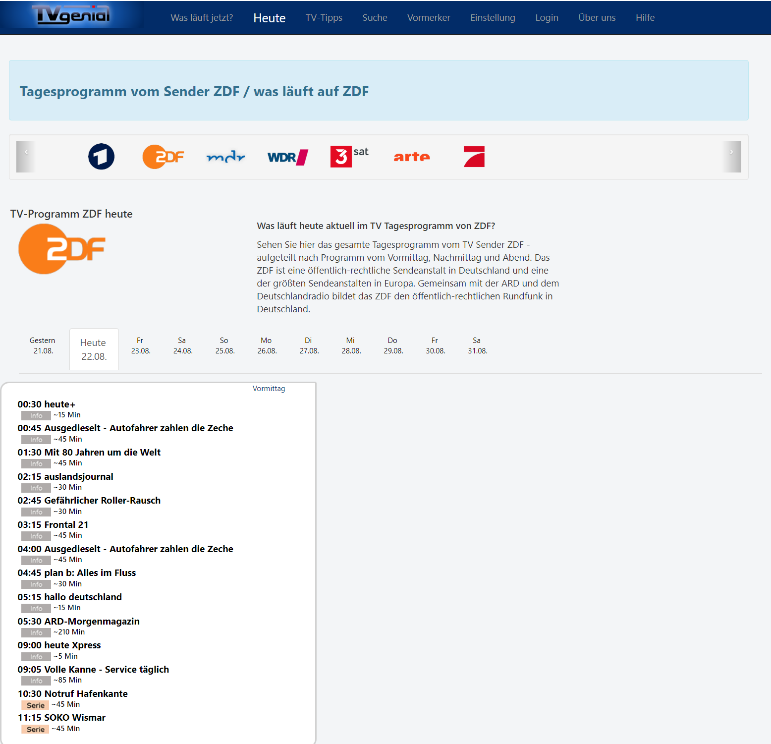 Das ZDF TV Programm Von Heute TVgenial H RZU Das ZDF TV Programm Von Heute TVgenial H RZU